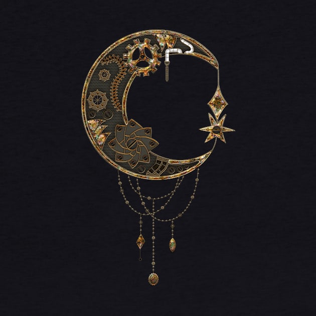 Noble steampunk moon with gears by Nicky2342